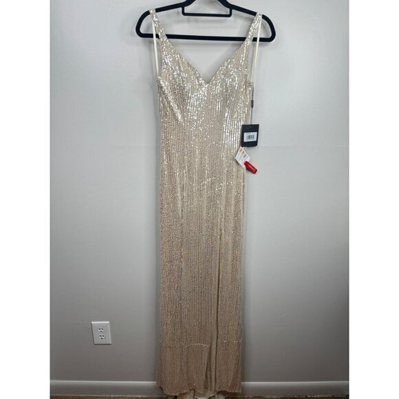 Mac Duggal 26443 Fully Sequined Scoop Back Evening Gown Dress Silver Size 0 NWT - Picture 3 of 6